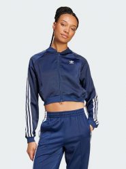 Adidas Bluza "Originals Adicolor Satin" w kolorze granatowym rozmiar: XXS. Niebieskie bluzy Adidas, xxs, bez wzorów, bez kaptura. Za 152.83 zł.