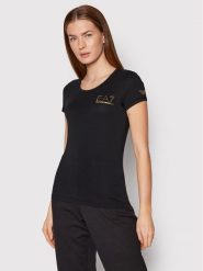 EA7 Emporio Armani T-Shirt 8NTT65 TJDQZ 1200 Czarny Slim Fit. Czarne t-shirty EA7 Emporio Armani, xs, bez wzorów, z bawełny, bez kołnierzyka, bez ramiączek. Za 339.99 zł.