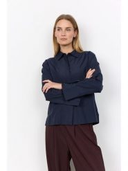 Soyaconcept Bluzka "Netti" w kolorze granatowym rozmiar: XS. Niebieskie bluzki Soyaconcept, xs, bez wzorów, z bawełny, bez kołnierzyka, bez ramiączek. Za 209.95 zł.