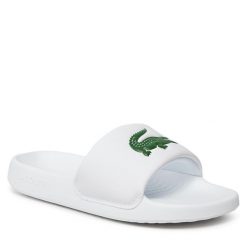 Klapki Lacoste. Białe klapki Lacoste, bez wzorów, bez obcasa. Za 189.99 zł.
