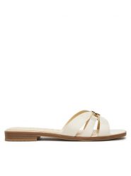 Guess Klapki FLJRLL LEA19 Beżowy. Brązowe klapki Guess, z aplikacjami, ze skóry, bez obcasa. Za 349.99 zł.