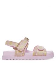 Guess Sandały FLJFDS FAL03 Różowy. Czerwone sandały Guess, z aplikacjami, z materiału, bez obcasa, na płaskiej podeszwie, bez zapięcia. Za 549.99 zł.