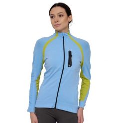 Bluza dresowa termoaktywna rozpinana damska Brubeck ACTIVE PRO. Niebieskie bluzy Brubeck, bez wzorów, z dresówki, bez kaptura. Za 254.15 zł.