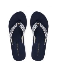 Tommy Hilfiger Japonki Wedge Summer Sandal Mono FW0FW09698 Granatowy. Niebieskie klapki TOMMY HILFIGER, bez wzorów, z materiału, bez obcasa. Za 229.99 zł.