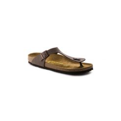 Japonki damskie Birkenstock 043751. Brązowe klapki Birkenstock, bez wzorów, z materiału, bez obcasa. Za 359.00 zł.