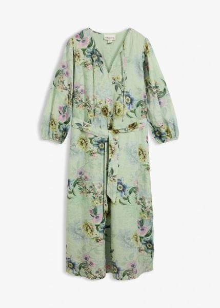 Długa sukienka z ramii. Zielone sukienki bonprix, na wiosnę, bez wzorów, bez kołnierzyka, bez ramiączek, maxi. Za 219.99 zł.