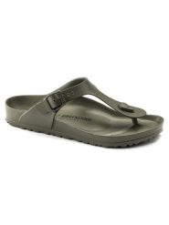 Japonki damskie Birkenstock Gizeh Eva. Brązowe klapki Birkenstock, bez wzorów, z materiału, bez obcasa. Za 302.00 zł.