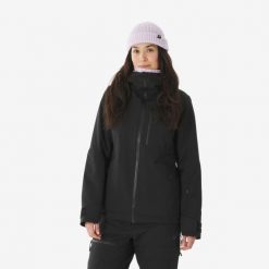 Kurtka narciarska i snowboardowa damska Wedze 500 AM. Czarne kurtki narciarskie WED'ZE, m, bez wzorów, z materiału, bez kaptura, narciarskie. Za 579.99 zł.
