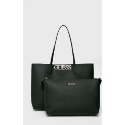 Guess Jeans - Torebka. Zielone shopper Guess Jeans, z aplikacjami, z bawełny, casualowe, na ramię, duże, bez dodatków. Za 599.90 zł.