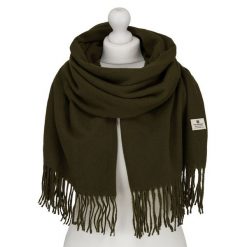 Elegancki szalik damski z poliestru w kolorze khaki - Peterson. Brązowe szaliki Peterson, na jesień, bez wzorów, eleganckie. Za 54.99 zł.