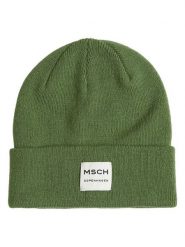MOSS COPENHAGEN Czapka beanie "Mojo" w kolorze zielonym rozmiar: onesize. Zielone czapki Moss Copenhagen, bez wzorów, ze skóry. Za 92.42 zł.