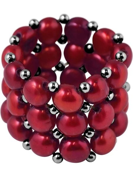 Pearl Addict Pierścionek perłowy w kolorze czerwonym rozmiar: onesize. Czerwone pierścionki Pearl Addict, z perłą. Za 143.90 zł.