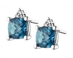 Kolczyki z białego złota z diamentami i topazami London Blue - próba 375. Białe kolczyki Apart, z diamentem, złote. Za 1,159.00 zł.