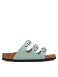 Birkenstock Klapki Florida 1032055 Zielony. Zielone klapki Birkenstock, bez wzorów, ze skóry, bez obcasa. Za 399.99 zł.
