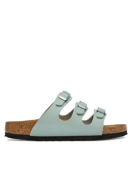Birkenstock Klapki Florida 1032055 Zielony. Zielone klapki Birkenstock, bez wzorów, ze skóry, bez obcasa. Za 291.99 zł.