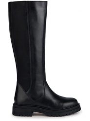 Geox Skórzane kozaki "Iridea" w kolorze czarnym rozmiar: 37. Czarne kozaki Geox, na zimę, bez obcasa, bez zapięcia. Za 195.77 zł.