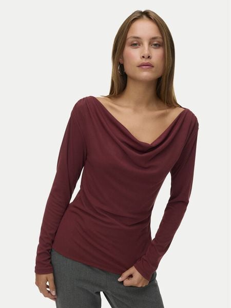 Vero Moda Bluzka Ice 10340793 Bordowy Regular Fit. Czerwone bluzki Vero Moda, l, bez wzorów, z syntetyku, bez kołnierzyka, bez ramiączek. Za 101.99 zł.
