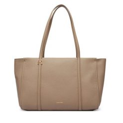 Torebka Calvin Klein. Brązowe shopper Calvin Klein, bez wzorów, bez dodatków. Za 649.99 zł.