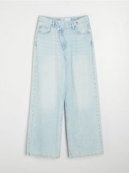 Jeansy wide leg high waist z krzyżowanym pasem - niebieski. Niebieskie jeansy Sinsay, bez wzorów, z podwyższonym stanem. Za 69.99 zł.