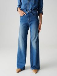 OPUS Dżinsy "Melly" - Palazzo fit - w kolorze niebieskim rozmiar: 36/L32. Niebieskie jeansy Opus, l, z aplikacjami, z podwyższonym stanem. Za 264.95 zł.