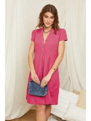 Rodier Lin Lniana sukienka w kolorze różowym rozmiar: L/XL. Różowe sukienki Rodier Lin, l, bez wzorów, ze lnu, bez kołnierzyka, bez ramiączek, mini, rozkloszowane. Za 200.45 zł.