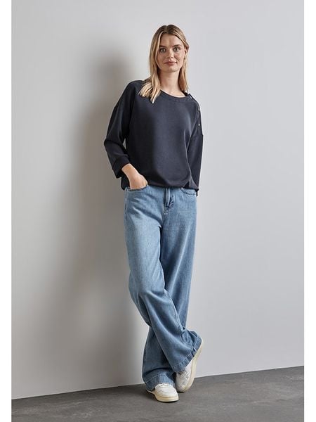 Street One Bluzka w kolorze granatowym rozmiar: 36. Niebieskie bluzki Street One, bez wzorów, street, bez kołnierzyka, bez ramiączek. Za 83.03 zł.