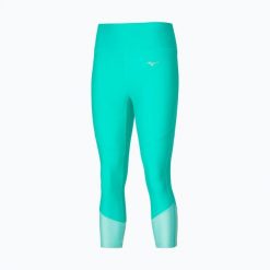 Legginsy damskie Mizuno Impulse Core 3/4. Zielone legginsy Mizuno, s, bez wzorów, z elastanu, do biegania. Za 129.99 zł.