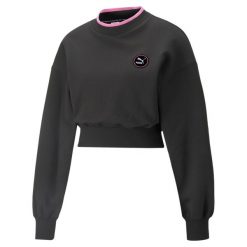 Bluza dresowa damska Puma SWXP CREW. Czarne bluzy Puma, s, bez wzorów, z bawełny, bez kaptura. Za 356.00 zł.