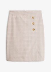 Spódnica ołówkowa w kratę. Żółte spódnice bonprix, bez wzorów, eleganckie, ołówkowe. Za 109.99 zł.