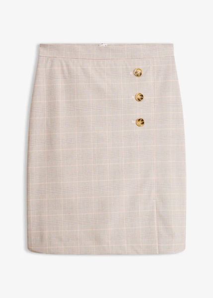 Spódnica ołówkowa w kratę. Żółte spódnice bonprix, bez wzorów, eleganckie, ołówkowe. Za 109.99 zł.