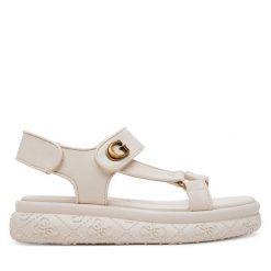 Sandały Guess. Brązowe sandały Guess, z aplikacjami, bez obcasa, na płaskiej podeszwie, bez zapięcia. Za 419.99 zł.