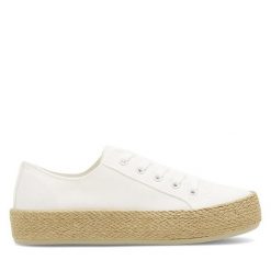 Espadryle DeeZee. Białe espadryle DeeZee, bez wzorów, bez obcasa, bez zapięcia. Za 99.99 zł.