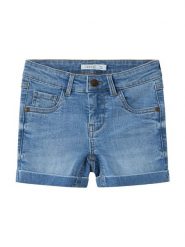 Name it Szorty dżinsowe "Salli" - Slim fit - w kolorze niebieskim rozmiar: 146. Niebieskie szorty Name it, bez wzorów, klasyczne. Za 72.95 zł.