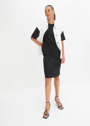Sukienka shirtowa oversized (2 szt.), z czystej bawełny. Czerwone sukienki bonprix, bez wzorów, z bawełny, bez kołnierzyka, bez ramiączek. Za 77.99 zł.