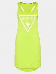 Guess Sukienka letnia E3GP03 JA914 Zielony Regular Fit. Zielone sukienki Guess, na lato, xs, z aplikacjami, z bawełny, bez kołnierzyka, bez ramiączek. Za 139.99 zł.