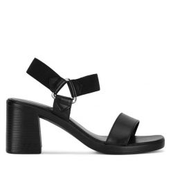 Sandały Lasocki. Czarne sandały Lasocki, bez wzorów, bez obcasa, na słupku, bez zapięcia. Za 169.99 zł.