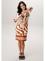 Aniston Sukienka w kolorze kremowo-brązowym rozmiar: 36. Brązowe sukienki Aniston, na co dzień, bez wzorów, bez kołnierzyka, bez ramiączek, midi, proste. Za 217.99 zł.