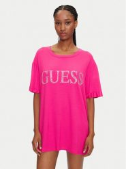 Guess T-Shirt E5GI07 K68D2 Różowy Regular Fit. Czerwone t-shirty Guess, s, z aplikacjami, z wiskozy, bez kołnierzyka, bez ramiączek. Za 139.99 zł.