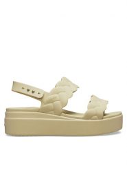 Crocs Sandały Brooklyn Woven Upper LW 209977 Beżowy. Brązowe sandały Crocs, bez wzorów, z tworzywa sztucznego, bez obcasa, na płaskiej podeszwie, bez zapięcia. Za 199.99 zł.