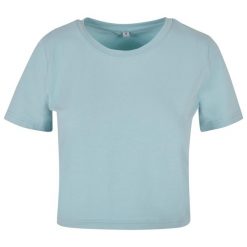 Damska Crop Top. Niebieskie topy BUILD YOUR BRAND, m, bez wzorów, bez kołnierzyka, bez ramiączek. Za 54.99 zł.