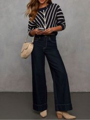 Milan Kiss Sweter w kolorze granatowo-kremowym rozmiar: XL. Niebieskie swetry Milan Kiss, xl, bez wzorów, bez ramiączek. Za 152.99 zł.