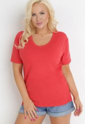 Czerwony T-shirt Genilin. Czerwone t-shirty Born2be, xl, bez wzorów, z dzianiny, bez kołnierzyka, bez ramiączek. Za 29.99 zł.