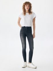 LTB Dżinsy "Amy" - Skinny fit - w kolorze antracytowym rozmiar: W25/L28. Czarne jeansy LTB, l, z aplikacjami, z podwyższonym stanem. Za 61.46 zł.