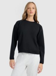 4F Bluza dresowa nierozpinana bez kaptura damska - czarna M. Czarne bluzy 4f, m, bez wzorów, z dresówki, bez kaptura. Za 199.99 zł.