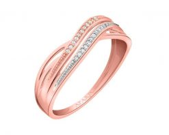 Pierścionek z różowego złota z diamentami - 0,04 ct - próba 585. Czerwone pierścionki Apart, z diamentem, złote. Za 2,690.00 zł.