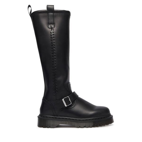 Kozaki Dr. Martens. Czarne kozaki Dr. Martens, bez obcasa, na płaskiej podeszwie, bez zapięcia. Za 1,179.00 zł.