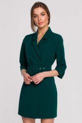Elegancka sukienka marynarkowa z paskiem zielona. Zielone sukienki Stylove, do pracy, xxl, bez wzorów, z poliesteru, biznesowe, bez kołnierzyka, bez ramiączek, proste. Za 349.00 zł.
