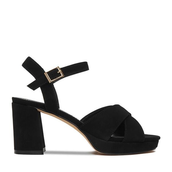 Sandały JENNY. Czarne sandały Jenny, bez wzorów, bez obcasa, na słupku, bez zapięcia. Za 149.99 zł.