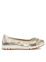 Caprice Baleriny 9-22118-44 Złoty. Żółte baleriny Caprice, bez wzorów, ze skóry, bez obcasa. Za 232.99 zł.