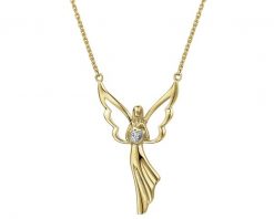 Naszyjnik z żółtego złota z diamentem - aniołek, serce - 0,003 ct - próba 375. Żółte naszyjniki Apart, z diamentem, złote. Za 1,290.00 zł.